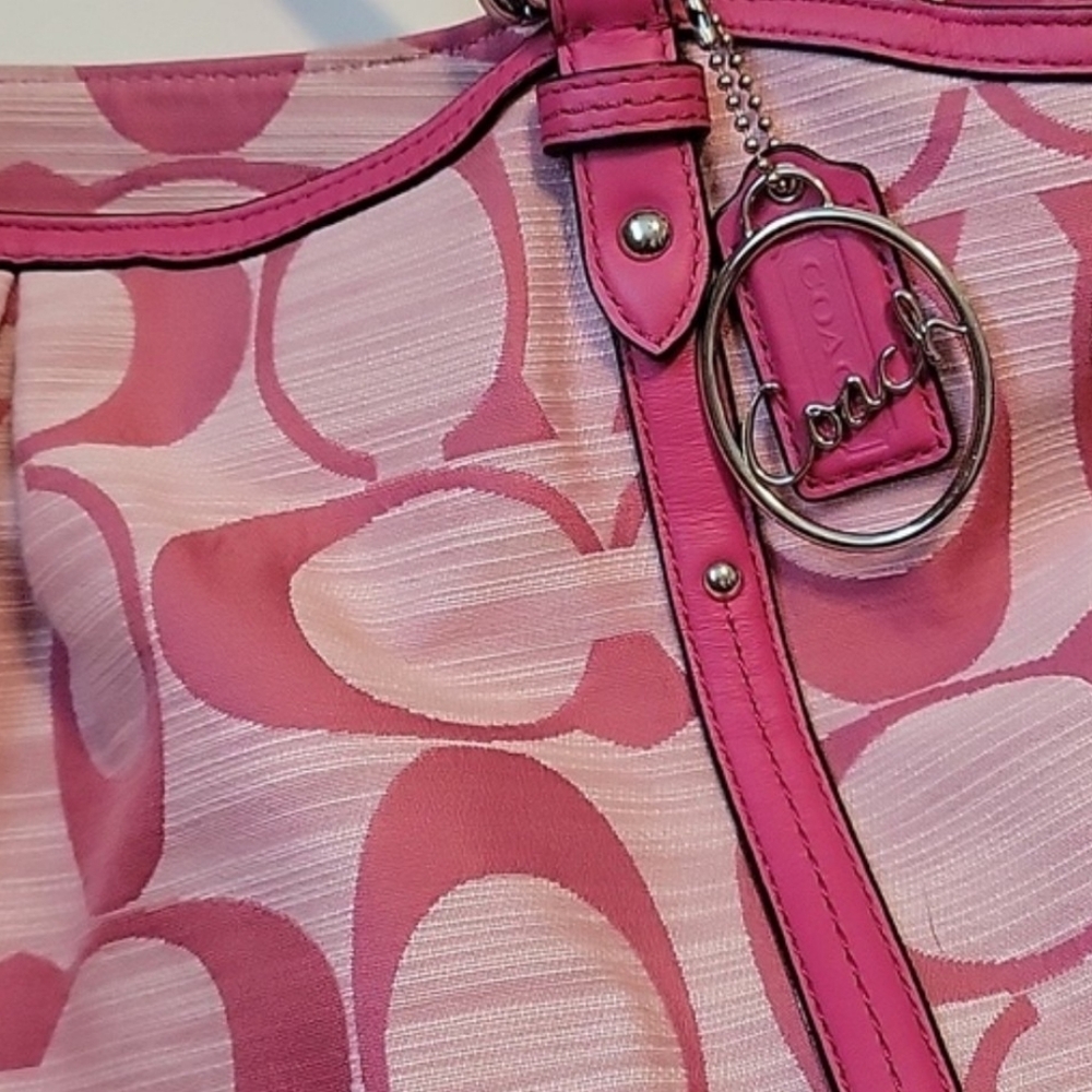 Coach Pink Magenta Alexandra Signature Chain Tote Bag - Picture 3 of 5